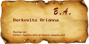Berkovits Arianna névjegykártya